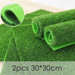 Decorative Flowers 2PCS Artificial Grass Outdoor Gardening Turf Lawn Synthetic Fake Carpetfaux Micro-landscape DIY Flocking Rug 30 30cm