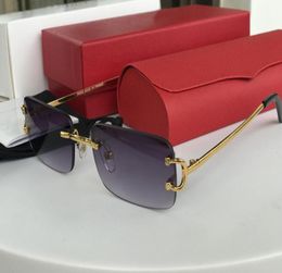 Luxury Designer Sunglasses for Women Mens C Decor Rimless Buffalo Horn Glasses Frame Shade Man Rectangle Rimless Polarise Fa6047131