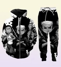 Release New MenWomens boondocks Funny 3D Print Fashion Tracksuits Pants Zipper Hoodie Casual Sportswear L0156974024
