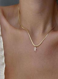 Halskette Verschleiß eingelegtes Diamant R Buchstaben Knochenkette Mode kühles Wind Fortgeschrittene Feeling 18K Gold206y9623579