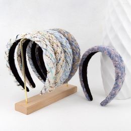Hair Clips 3cm Wavy Wool Braided Sponge Plastic Headband Knitting Band Fine Flash Women's Headbands Autumn And Winter Accessories