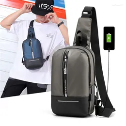 Backpack Male High Quality Nylon Messenger Chest Bags Multi-USB Charging Reflective Strip Men Shoulder Sling Daypack Rucksack