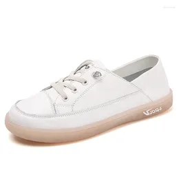 Casual Shoes Women's Genuine Leather Sneakers Women Fashionable Sports Vulcanized Woman Summer Flat Shoe Ladies White Lacingwg72