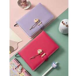 PU Leather Heart Shaped Lock Journal Locking with Key B6 Lined Personal Planner Notepad Hard Cover Scrapbook Secret Notebook