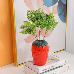 Vases Flower Strawberry Vase Creative 3 Sizes Red Ceramic Garden Kitchen Living Room Pencil Floral Table Decor