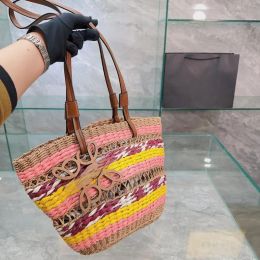 Designer Tote Bag Basket Straw Bag Loe Fashion Beach Shoulder Bag Designer Hand Woven Cross Body Open Beach Handbag Ladies Summer Bag Hi 9478