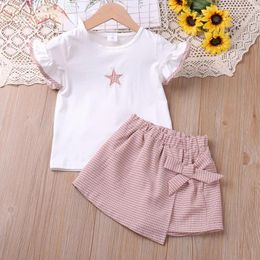 Clothing Sets Baby Girl Clothes Suit Summer Star Printing Toddler T-shirt Tops Waistband Pantskirt 2-6Y