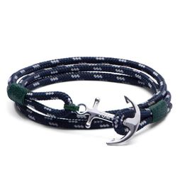 4 size Mediterranean navy stainless steel anchor bracelet Southern 3 green rope tom hope bangle bracelet with box TH102149833