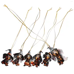 Decorative Figurines 6Pcs Dachshund Christmas Ornaments Sausage Dog Acrylic Pendant Car Hanging Ornament