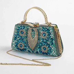 Evening Bags High Quality Women's Bag Peacock Flower Shoulder Strap Full Diamond Handbag For Fashion Ladies Dress Party Dinner