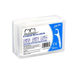 50Pcs/Box Double Headed Folding Dental Floss White Ultra Fine Dental Floss Stick Interdental Oral Hygiene Care Toothpick Tools