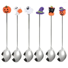 Spoons 6 Pcs Ice Cream Scoop Witch Hats Halloween Tableware Stainless Steel Style