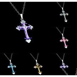 Pendant Necklaces Brand New Christian Plating Drops Cross Necklace Short Section Wfn020 With Chain Mix Order 20 Pieces Epacket Drop De Dhdvn