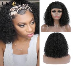 Short Bob Wigs Headband Human Hair Wig Jerry Curly None Lace Front Wigs Glueless Full Machine Made Headband Wig for Black Women9601911