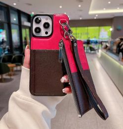 Fashion Designer Phone Cases for iPhone 14 Pro Max i 13 12 11 XR XS XSMAX 8 Plus Mobile Cover Luxury Zipper Card Holder Pocket Wal3617769