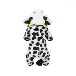 Dog Apparel Costume Cow Outfit Winter Warm Clothes Jumpsuit For Puppy Supplies Size XS Halloween