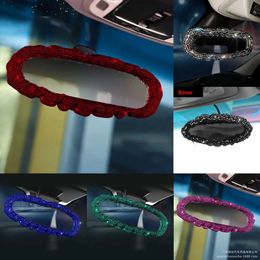 New Bling Diamond Crystal Car Cover Universal Stretch Rhinestone Auto Interior Rearview Mirror Case Decor Accessories Women