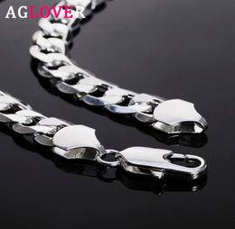AGLOVER 925 Sterling Silver Cuban Chain 12MM 18202224262830 Inch Side Chain Necklace For Woman Man Fashion Jewelry Gift7402854
