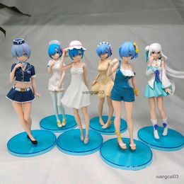 Action Toy Figures 6pcs/set Rem Anime Figure Starting Life in Another World Stewardess Uniform Nurse Uniform Angel Model PVC Toys Doll