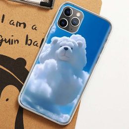 Sunny Clouds Teddy Bear Case for iPhone 12 13 Mini 11 14 Plus 15 Pro Max 7 8 SE 2020 X XS Max Clear TPU Protective Phone Cover C