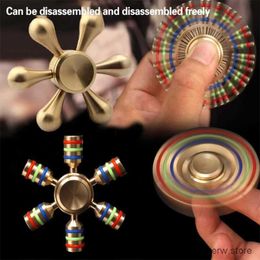 Decompression Toy Metal Rainbow Spinner Copper Bearing Spinner Brass Fidget Spinner For Autism Adult Anti Relieve Stress Hand Spinner Toy Spiner