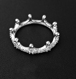 Women's 925 Sterling Silver cute Crystal crown Ring Original Gift Box for Silver Jewelry Fashion Wedding Rings for girls wjl47367693966