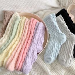 Women Socks Warm Women's Winter Japanese Fashion Solid Color Fluffy For Girls Home Thick Cute Floor Kawaii Autumn Soft