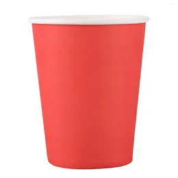 Party Decoration 20 Paper Cups (9oz) - Plain Solid Colours Birthday Tableware Catering(Red)