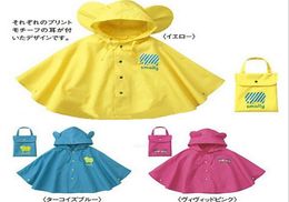 Whole New style smally children raincoats with big ears ellowrose red and blue Cape raincoat1254288