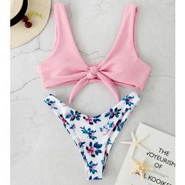 2024 Women's Sexy Thong Bottom Two Piece Bikini Double Shoulder Straps Cute Swimsuit Triangle Bathing