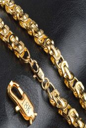 18k stamped Vintage Long Gold Chain For Men Chain Necklace New Trendy Gold Colour Bohemian Jewellery Colar Male Necklaces 21459058451