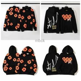 Mens Hoodies Fall and Winter New American High Street Foam Flame Flower Men and Women High Quality Hoodie Streetwear Harajuku Y2k Clothes 240412