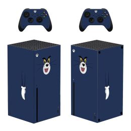 Stickers New Cartoon Cat Skin Sticker Decal Cover for Xbox Series X Console and 2 Controllers Xbox Series X Skin Sticker Vinyl