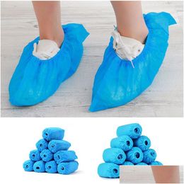 Disposable Covers Wearable Non-Woven Fabric Shoes Ers With Elastic Band Breathable Dust-Proof Thickened Anti-Slip Anti-Static Shoe Dro Dhwc7