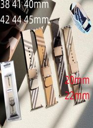 Strap For Watch Band iwatch 7 SE 6 2 3 4 5 Series 41mm 45mm 40mm Link Chain Wristband Plaid Leather Smart Straps 45 38 44mm Fashion Designer Women Men Bracelet3838275