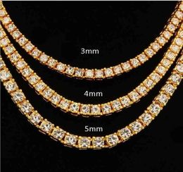 Hiphop 18k Gold Iced Out Diamond Chain Necklace CZ Tennis Necklace For Men And Women42767625025230