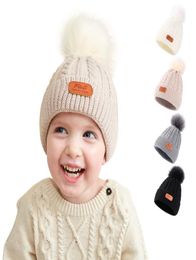 Winter Baby Knit Hat Beanies Unisex Children Wool Knitting Crochet Cap Head Warm Pompom Caps Outdoor Ski Hats M42035107576
