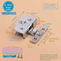 Glass Door Hinge Cupboard Display Cabinet Gate Clamp Punch-free Wine Cabinet Glass Hinge Furniture Hardware Accessories