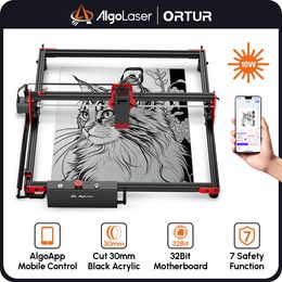 AlgoLaser Wood Glass Laser Engraving Cutting Machine With Rotary Roller Wifi Phone Connect Table DIY KIT 10W CNC Engraver Cutter