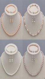 89mm Natural Akoya Cultured Pearl Necklace Bracelet Earrings Jewellery Set informati5223262