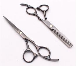 C1005 55quot 440C Customized Logo Black Professional Human Hair Scissors Barber039s Hairdressing Scissors Cutting or Thinnin8543191