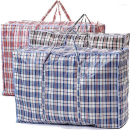 Laundry Bags Stripe Woven Bag Large Capacity Storage Moving Clothes Quilt Blanket Luggage Packing Package Zipper Tote Home Organiser