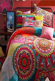 FADBoho Style Bedding Sets Boho Duvet Cover Set Bohemian Bedding Set Queen Size 4Pcs Cotton Bed Flat Sheet Bedclothes5706019