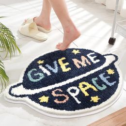 Bath Mats Child Bedroom Entrance Doormat Shower Door Cartoon Space Craft Printing Water Absorption Anti-Slip Kid Room Floor Decor Mat