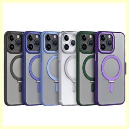 For iPhone 15 14 13 12 Pro Max Cell Phone Cases is Suitable Magsafe Magnetic Stand iPhone15 Fall Proof Shockproof Fangshuui Full Body Protection Case