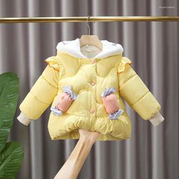 Down Coat HYLKIDHUOSE Girls Winter Coats Female Children Padded Jacket Hooded Thicken Lace Kids Parkas Windproof Outerwear