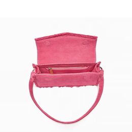 Single Shoulder Bag Woman Summer New Peach Fabric Underarm Bag Tassel Daily Shopper Bags Soild Colour Hobo Handbags Armpit Purses