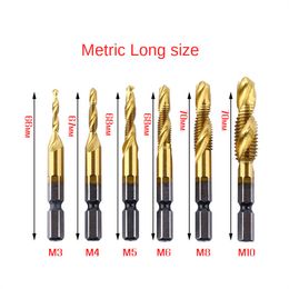 Tap Drill Bit Set Hex Shank Titanium Plated HSS Screw Thread Bit Screw Machine Compound Tap Hand Tools M3 M5 M6 M8 M10