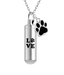 Ashes For Love Pet Paws Print Stainless Steel Keepsake Pendant Cylinder Ashes Cremation Urn Jewellery Necklace3771911