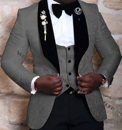 Custom Made Formal Groom Wear Red/White/Black Men Wedding Suits Prom Tuxedo Men Suits 3 Piece (Jacket+Pants+Vest+Bow)